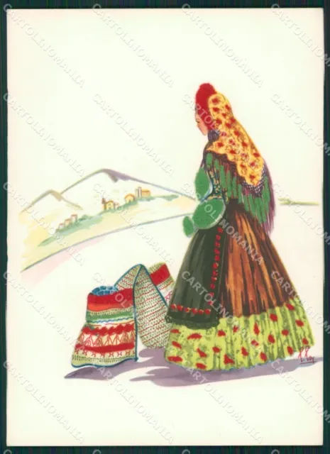 Nuoro Dorgali Costumi Sardi Loy RILIEVO FG cartolina MQ5272