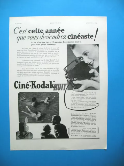 Publicite De Presse Cine Kodak Huit Cinema Vous Deviendrez Cineaste ! Ad 1936