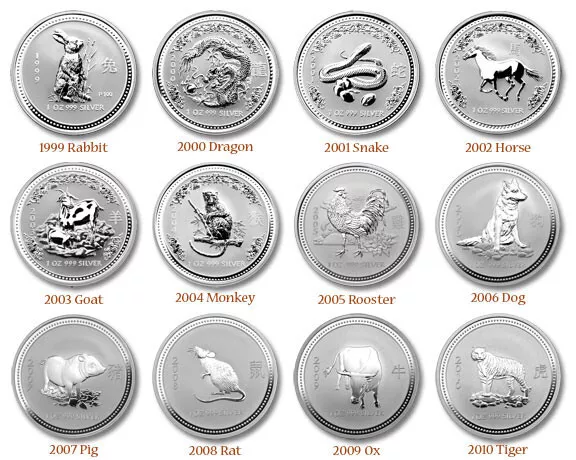 1999-2010 Lunar I Serie' Year Of ' Perth Mint Australien 12x1 OZ Silber Münze