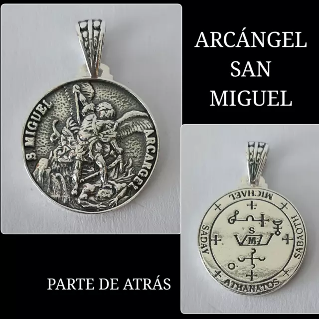 San Miguel  Medalla Colgante Arcangel  Silver Plata Archangel San Miguel