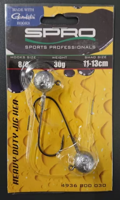 Spro HD Jighead 8/0 30g Jigkopf 2 Stück Gamakatsu Rundkopf für Shad 11-13cm