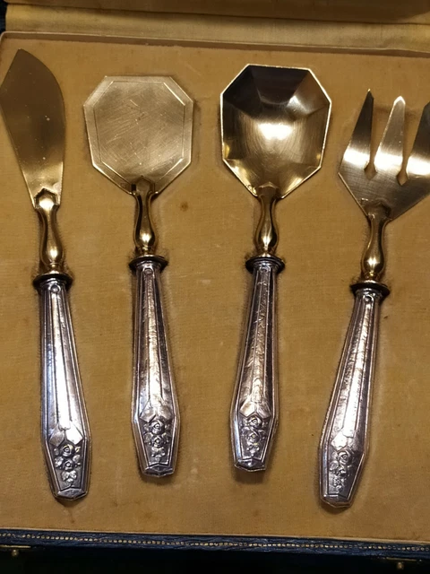 Service à Mignardises Et Petits Fours – Argent Massif Poinçon Crabe – France 1920-1949 – Lot De 4