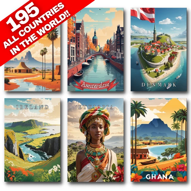 VINTAGE TRAVEL POSTERS Retro METAL SIGNS Plaques Home Wall Art Holiday