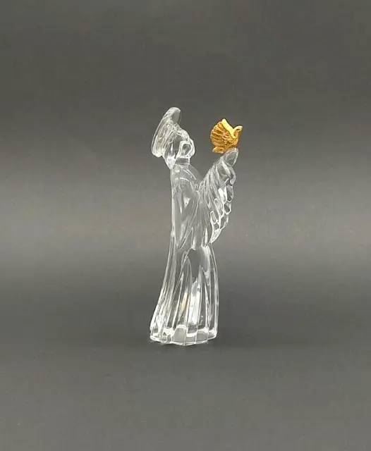 Vintage Gorham Crystal and 24 CT Gold Plate Angel Holding Dove Nativity Germany