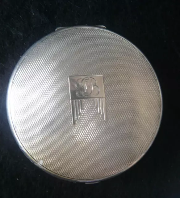 lovely Art Deco hallmarked silver compact 1934 birmingham Monogram to top