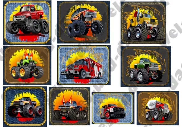 ★ MONSTER TRUCK Monstertruck ★ Applikation Aufnäher od. Bügelflicken 10 Stck NEU