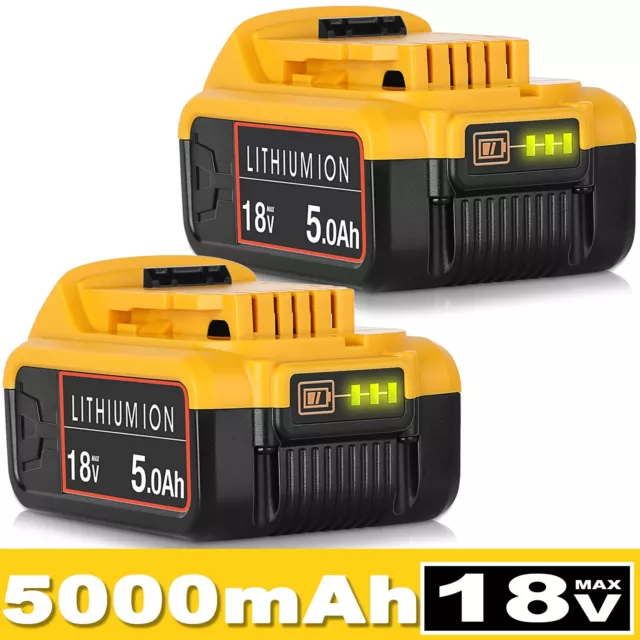 2 PACK Für DeWalt DCB184 Akku 18V 5 Ah XR Lithium-Ionen Batterie DCB182 DCB205