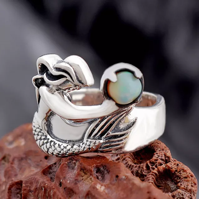 Ocean's Treasure 925 Sterling Silver Mermaid Ring Gift on Valentines Day S-6
