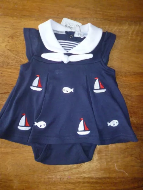 Free P&P Blue Sailor Dress Romper  Set Newborn, 0/3, 3/6  Months Spanish Style