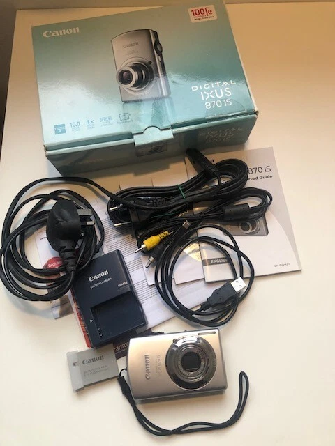 Canon Ixus 870IS digital camera 10megapixels 4xwide zoom with box and manuals