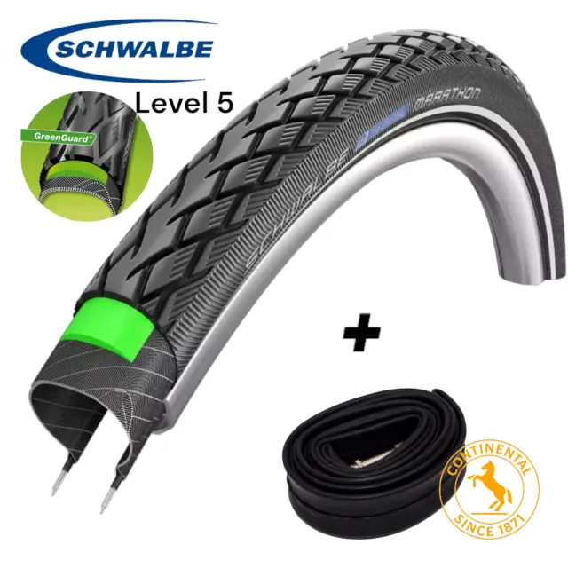 Schwalbe Marathon Fahrrad Reifen + Schlauch Set 28 x 1.40 Zoll 37-622