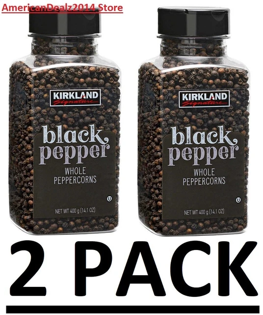 2 PACK KIRKLAND Signature Whole Black Pepper Peppercorn 14.1 oz (Total