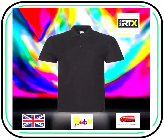 PRO RTX 101 Mens Unisex Polycotton Short Sleeve Pique Polo Shirt large UK SELLER