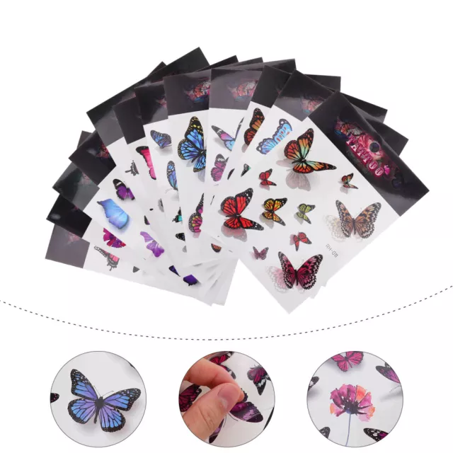 12 Sheets Schmetterling Tattoo-Aufkleber 3D-Aufkleber Körper