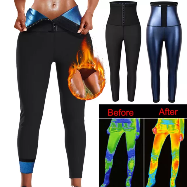 Damen Sauna Jogginghose Sporthose Korsett Body Shaper Thermo Sweat Leggings GYM