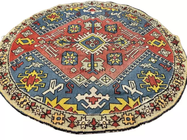 Antiker Handgeknüpfter Orientteppich Kazak - 100Øcm - carpet rug