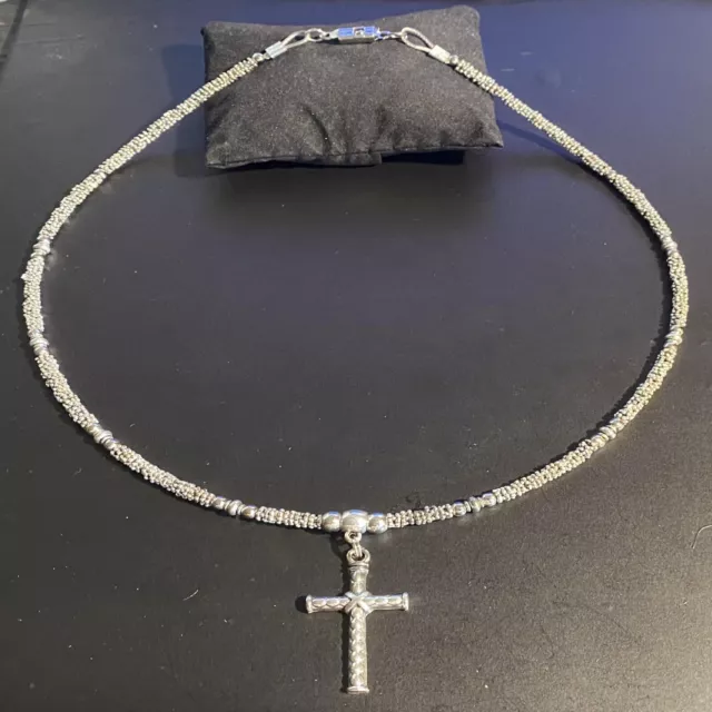 Collana con croce rosario da uomo donna catenina girocollo lunga 55 cm ciondolo