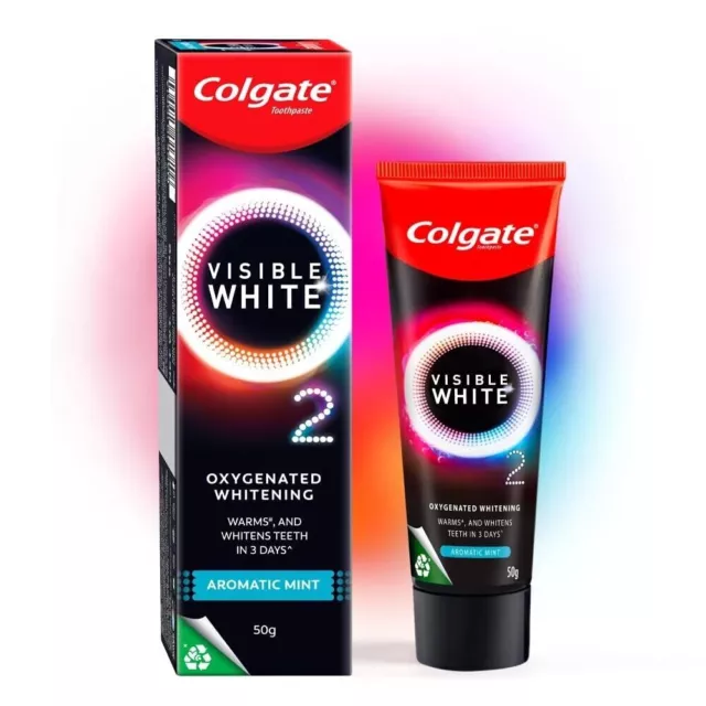 1X Colgate Visible White O2 Blanqueamiento Dental en Pasta de Dientes 3D...