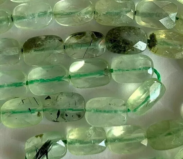 1 Strand Genuine Faceted Rectangle Green Quartz Beads  9x7mm  Great for Earrings