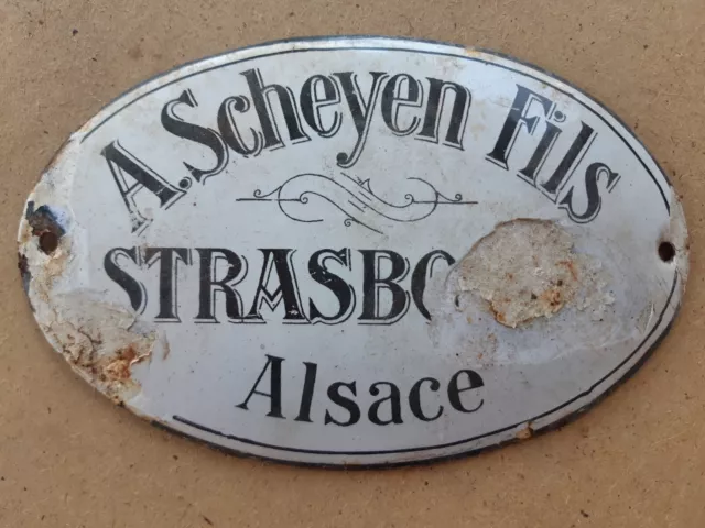 Plaque émaillée SCHEYEN Fils STRASBOURG Alsace - FOURNIL four à pain BOULANGERIE