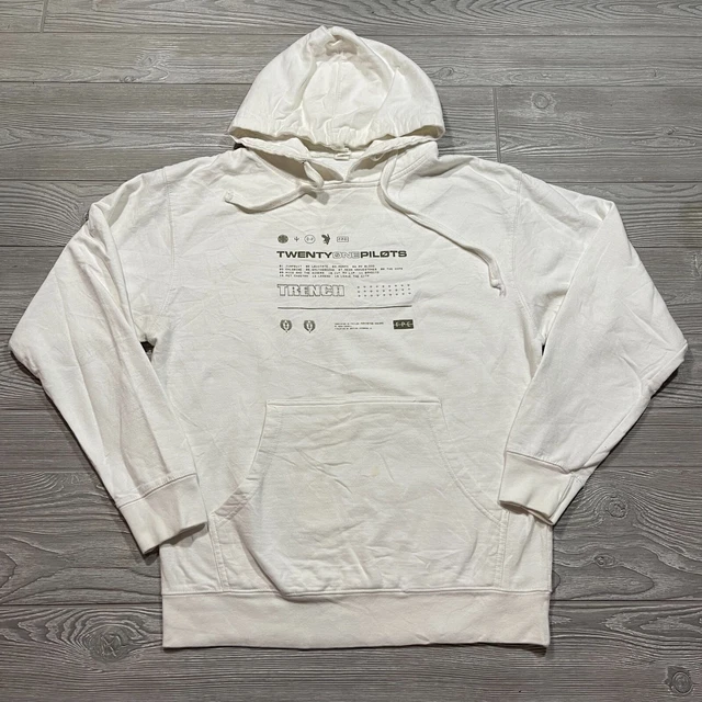 Twenty One Pilots Hoodie Men M White Trench Tour Band Sweatshirt I93