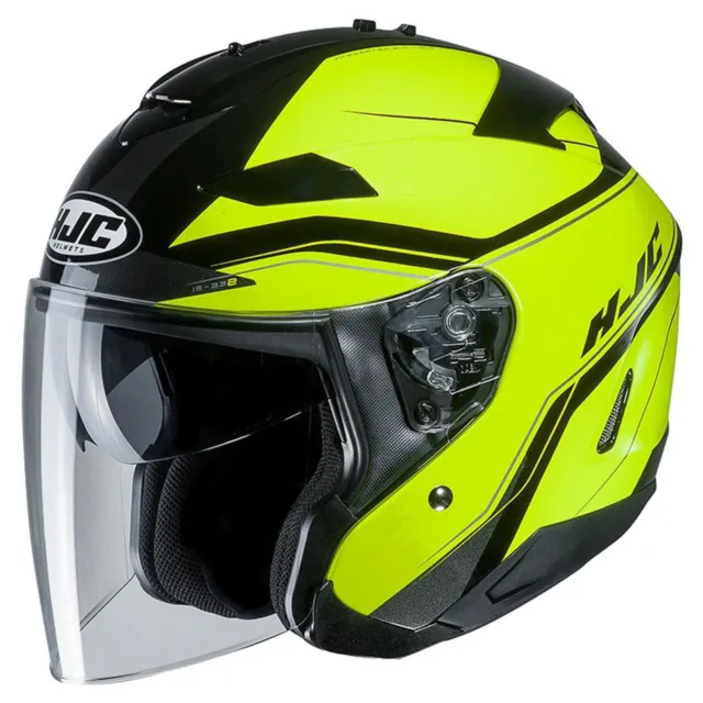Hjc Is-33 Ii Korba Black Yellow Open Face Motorcycle Helmet With Visor