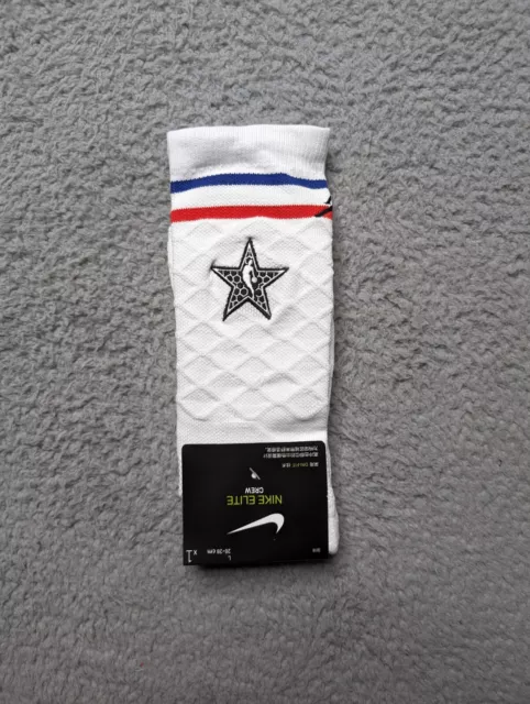 Jordan Nike Elite Athletic Crew Socks Dri-Fit Mens 9-11 White NBA All Star Logo