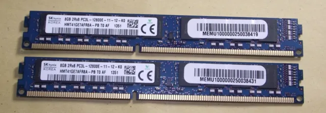 16gb 2 x 8gb PC3L-12800E ECC U RAM kit for HP Microserver Gen 8 G1610T G2020T