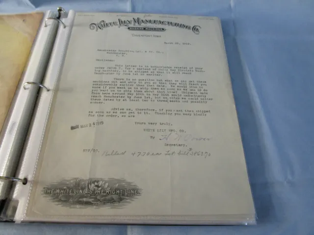 White Lily Mfg Co Davenport Iowa  Letter Mar 20 1919  Ephemera