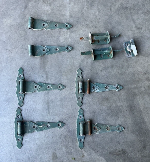Vintage Heavy Duty Gate Hinges 9" x 7.25" (Qty 4) Door Latches and Latch Catch