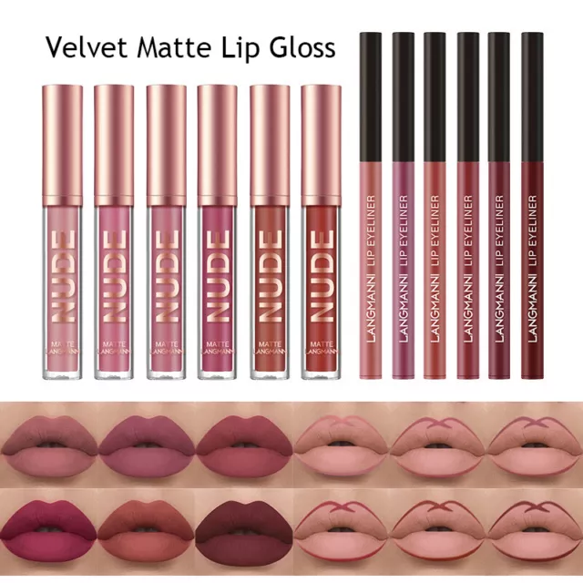 Lippenkonturenstift Makeup Matt Lip Gloss Lippen Glasur Wasserfest Langleb !