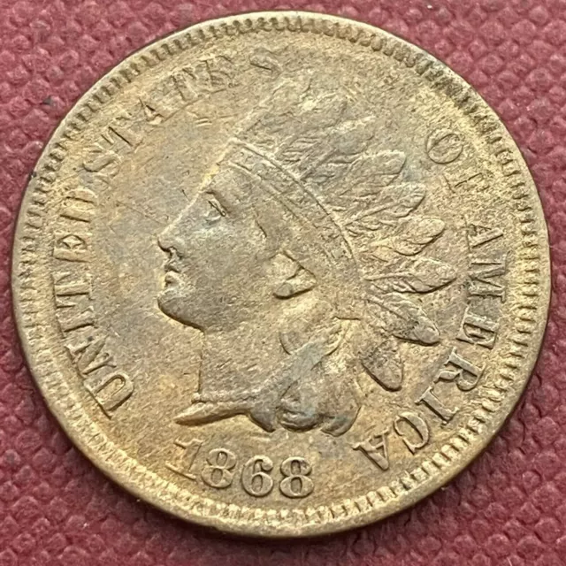 1868 Indian Head Cent 1c High Grade AU #54474