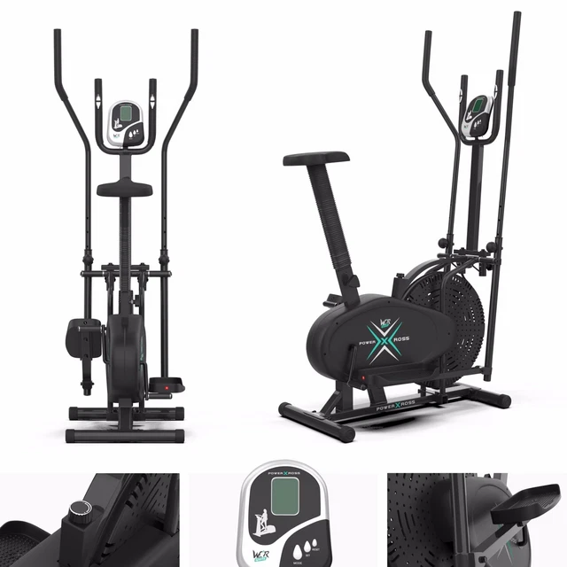 Deluxe 2-In-1 Cross Trainer & Exercise Bike Fitness Cardio Workout With Seat