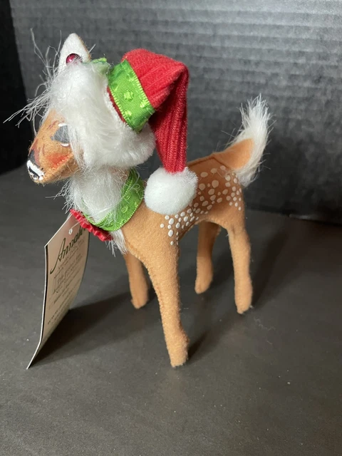 Annalee Christmas Reindeer Fawn Deer Painted Spots Santa Hat 2008 Tag 5”