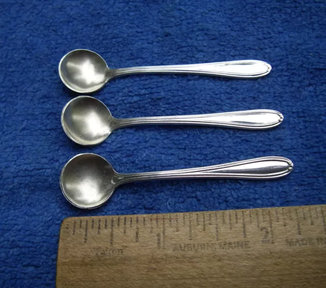 Set 3 RODEN BROS Canadian Sterling SALT SPOONS-Ribbed Pattern-NR