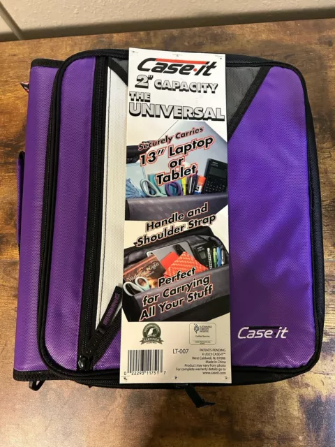 Case It The Universal Zipper Binder With Strap 2 Inch 3 Ring 13" Lap. PURPLE