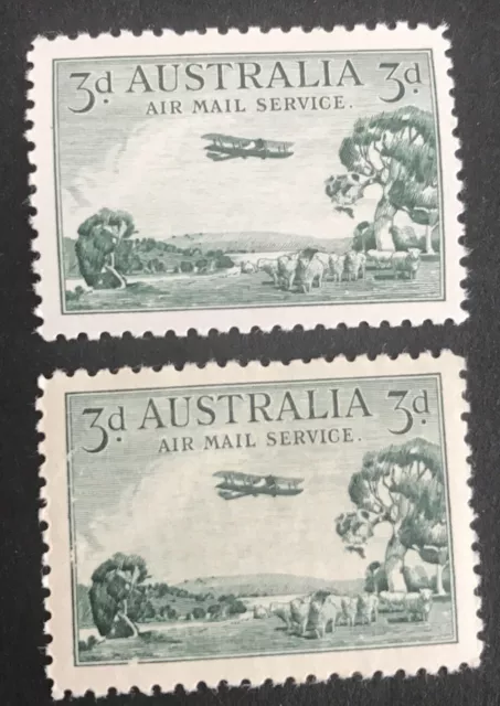 1929 3d green Air Mail Service MNH Stamps Regummed x 2 Both Types A & B