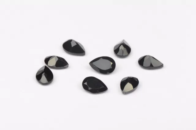 Onyx noir naturel 6x4mm poire à facettes pierre précieuse en vrac 8 pièces 3