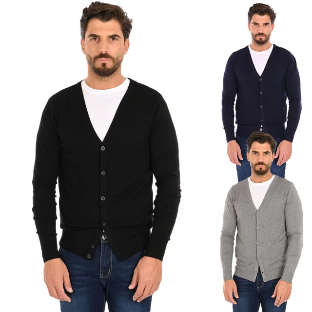 Cardigan Uomo Bottoni Invernale Slim Maglione Scollo a V Maglioncino Elegante