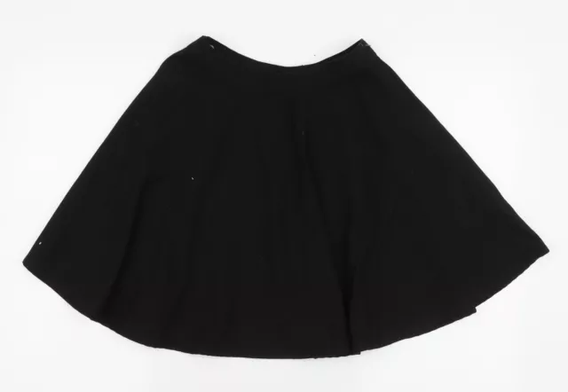 Marks and Spencer Girls Black Polyester A-Line Skirt Size 11-12 Years Regular Zi