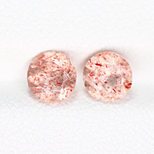 1.02Ct VVS  [2Pcs Pair] Supreme Round 5.5 MM Red Dot STRAWBERRY QUARTZ