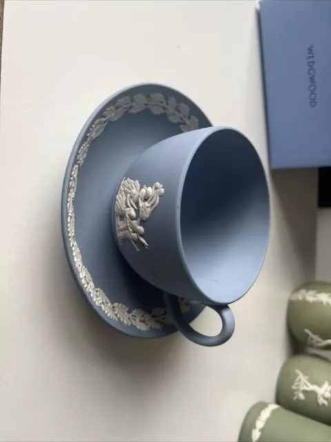 Wedgwood Blue Jasperware Cup And Saucer 1996 To 1998.