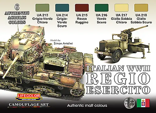 LifeColor Italian Army WWII Regio Esercito Paint Set (22ml x 6) [LC-CS08]