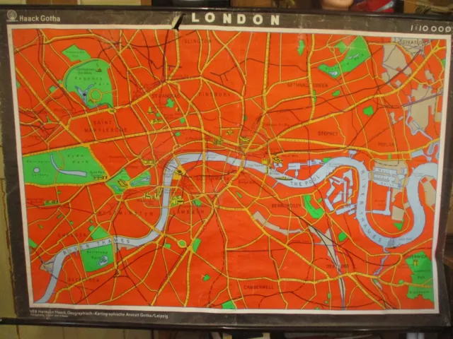 Rollkarte "London Stadtplan" England Great Britain Haack Gotha DDR 1: 10000