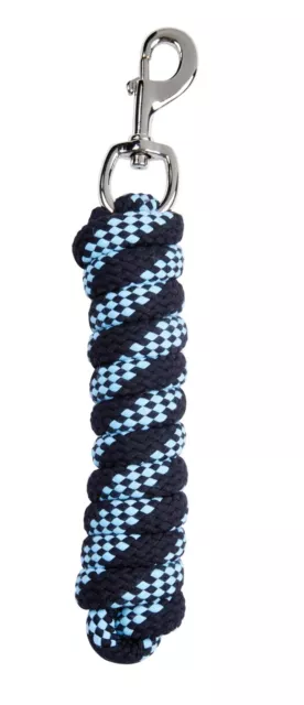 Roma Cotton Deluxe Lead 2m Black/Sky Blue for Horses