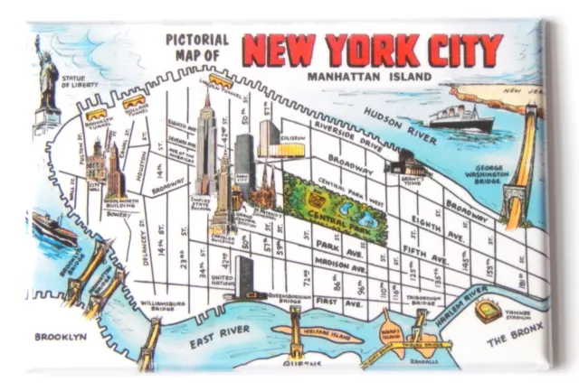 Map of New York City FRIDGE MAGNET travel souvenir manhattan