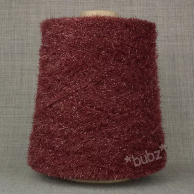SOFT 4 PLY GLITTER FEATHER YARN OXBLOOD RED 400g CONE MACHINE KNITTING WEAVING