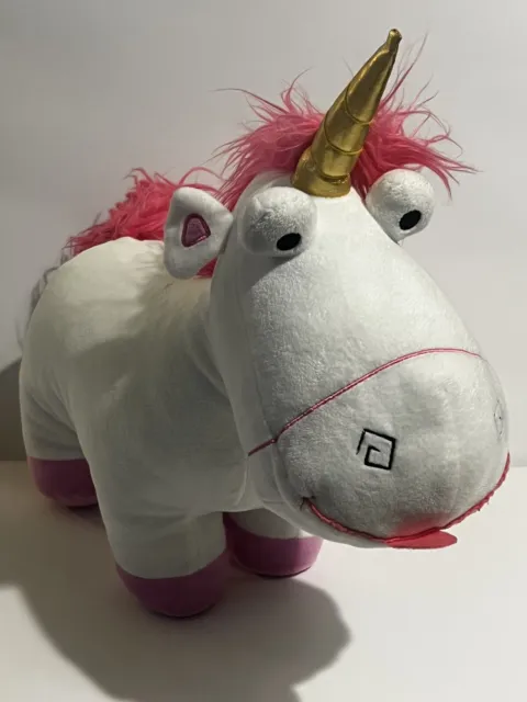 Despicable Me 2 Fluffy Unicorn Bed Pillow Plush Toy Factory 16” White Pink Decor