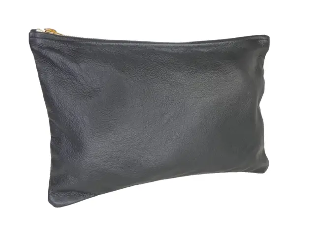 American Apparel Clutch Bag Black Leather Large Zip Up Purse Messenger Pouch