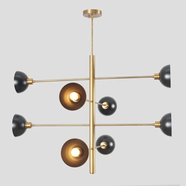 Brass Chandelier With 8 Arm Half Dome Shades Light Sputnik Chandelier Pure Brass